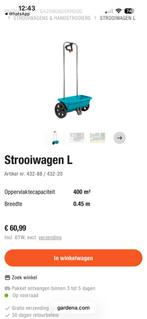 Strooiwagen en gazon zaaier maat L Gardena te koop nieuw, Ophalen, Overige typen