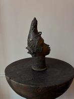 Benin Bronzen Hoofd - Authentiek Afrikaans Kunstwerk, Ophalen of Verzenden