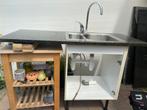 Anrechtbladen met rvs Grohe kraan en gootsteen, Huis en Inrichting, Ophalen, Gebruikt, Minder dan 100 cm, 50 tot 75 cm