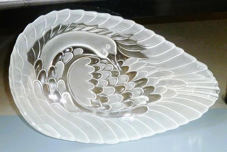 Walther & Sohne, art nouveau stijl serveerschaal zwaan,43cm, Antiek en Kunst, Antiek | Glas en Kristal, Ophalen of Verzenden
