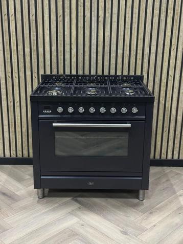 Boretti Zwart 90cm Gas 6 pits + Multifunctionele Oven beschikbaar voor biedingen