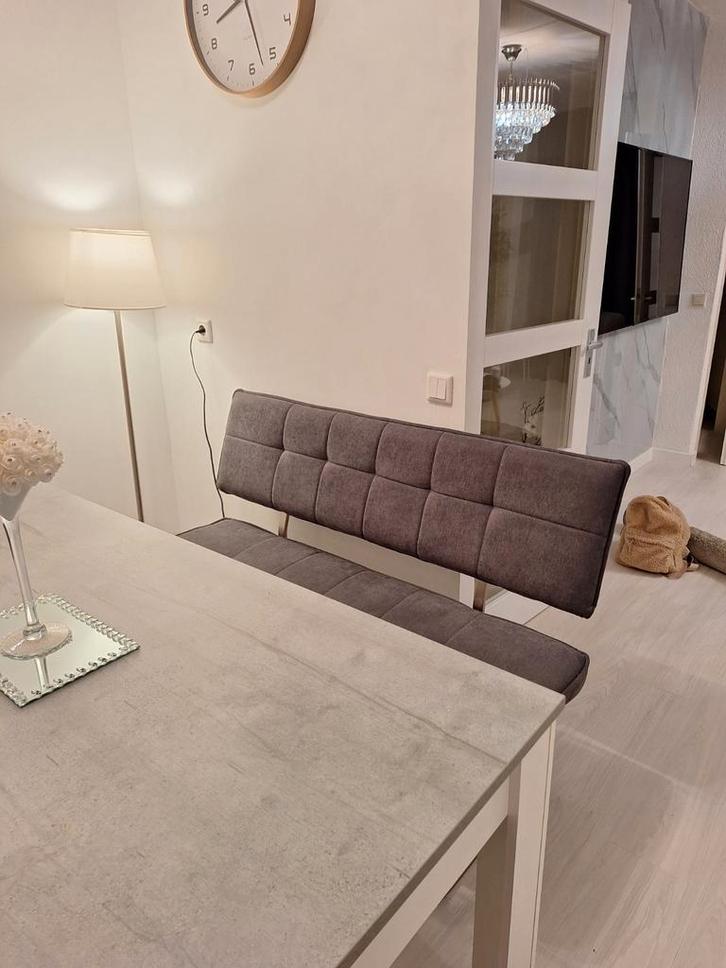 Grijze eetkamerbank - Stijlvol en comfortabel!, Antiek en Kunst, Antiek | Meubels | Stoelen en Banken, Ophalen