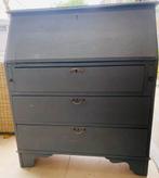 Mooi mat grijs hout bureau buro secretaire B90 D40 H104 €75, Ophalen of Verzenden, Zo goed als nieuw
