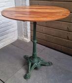 Gietijzeren tuintafel met houten blad, Ophalen, Gebruikt, Rond, Metaal