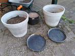 2x betonlook plantenpot bloempot plantenbak 50cm, Ophalen, Tuin, Kunststof, Gebruikt