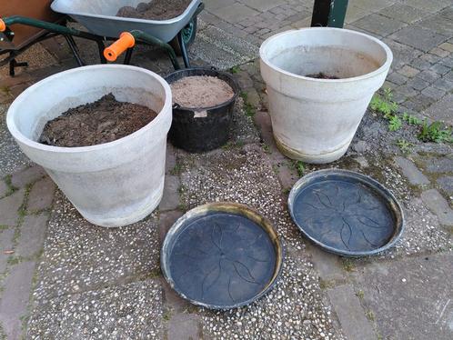 2x betonlook plantenpot bloempot plantenbak 50cm, Tuin en Terras, Bloembakken en Plantenbakken, Gebruikt, Kunststof, Binnen, Balkon