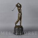 Bronzen beeld golfer, hoge kwaliteit, 38 cm hoog, Antiek en Kunst, Ophalen of Verzenden, Brons