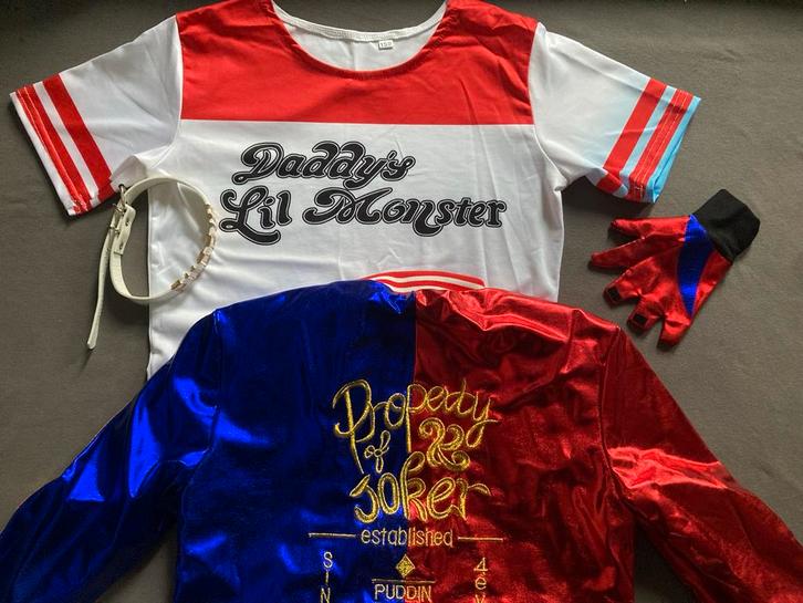 Harley Quinn Kostuum Meisjes - Compleet!, Kinderen en Baby's, Carnavalskleding en Verkleedspullen, Zo goed als nieuw, Meisje, 134 t/m 140
