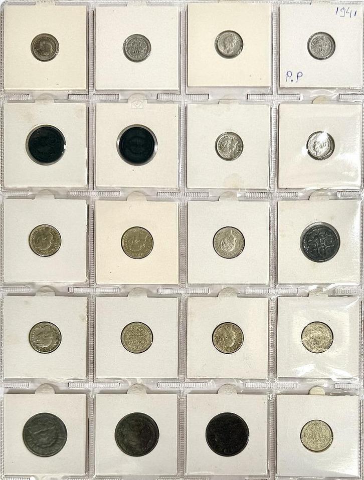 Nederlandse muntencollectie 1939–1945, Postzegels en Munten, Munten | Nederland, Setje, Koningin Wilhelmina, Ophalen of Verzenden