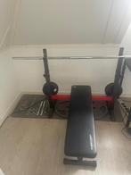 Fitnessbank/Bench press met toebehoren, Ophalen, Zo goed als nieuw, Krachtstation