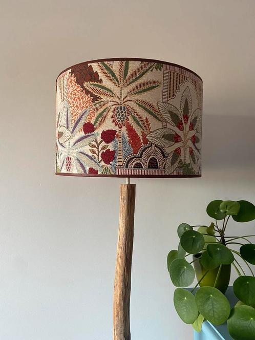Lampenkap beige interieur japandi natuur, Huis en Inrichting, Lampen | Lampenkappen, Zo goed als nieuw, 25 tot 50 cm, Rond, Beige
