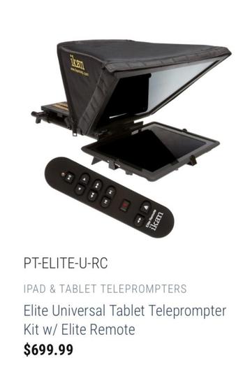 Ikan Elite Tablet Teleprompter met Remote- Pro Broadcast Set beschikbaar voor biedingen