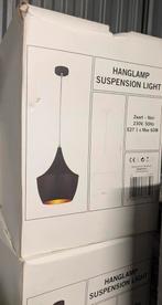 4 Hanglampen, metaal, zwart. Brons binnenin, per 4 of per 2!, Ophalen, Zo goed als nieuw