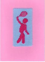 kaart met geborduurde tennisser (1236), Ophalen of Verzenden, Nieuw, Overige thema's