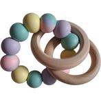 rammelaar mintgroen roze lila geel kraamcadeau - babyshower, Ophalen of Verzenden, Nieuw, Rammelaar, Met geluid
