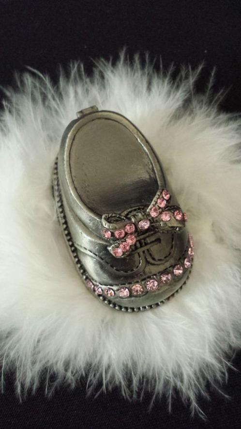 Tandendoosje <> Babyschoentje met ROZE Glassteentjes, NIEUW, Kinderen en Baby's, Kraamcadeaus en Geboorteborden, Nieuw, Ophalen of Verzenden