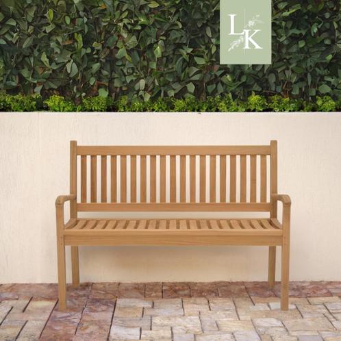 Landelijk klassieke tuinbank - Kings Cross teakhout, Tuin en Terras, Tuinbanken, Nieuw, Teakhout, Ophalen of Verzenden