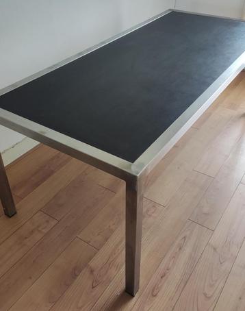 Tuintafel/eettafel roestvrij staal (RVS), houten blad beschikbaar voor biedingen