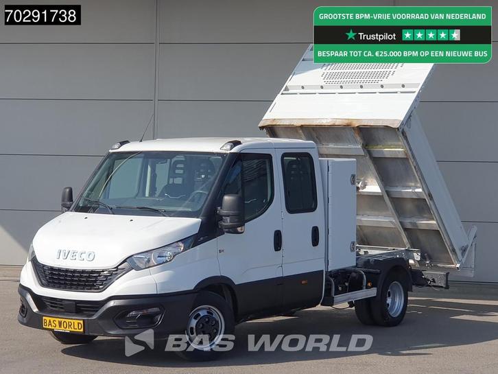 Iveco Daily 35C14 Open Laadbak met Kist Dubbel Cabine Dubbel, Auto's, Bestelauto's, Bedrijf, Te koop, Airconditioning, Centrale vergrendeling