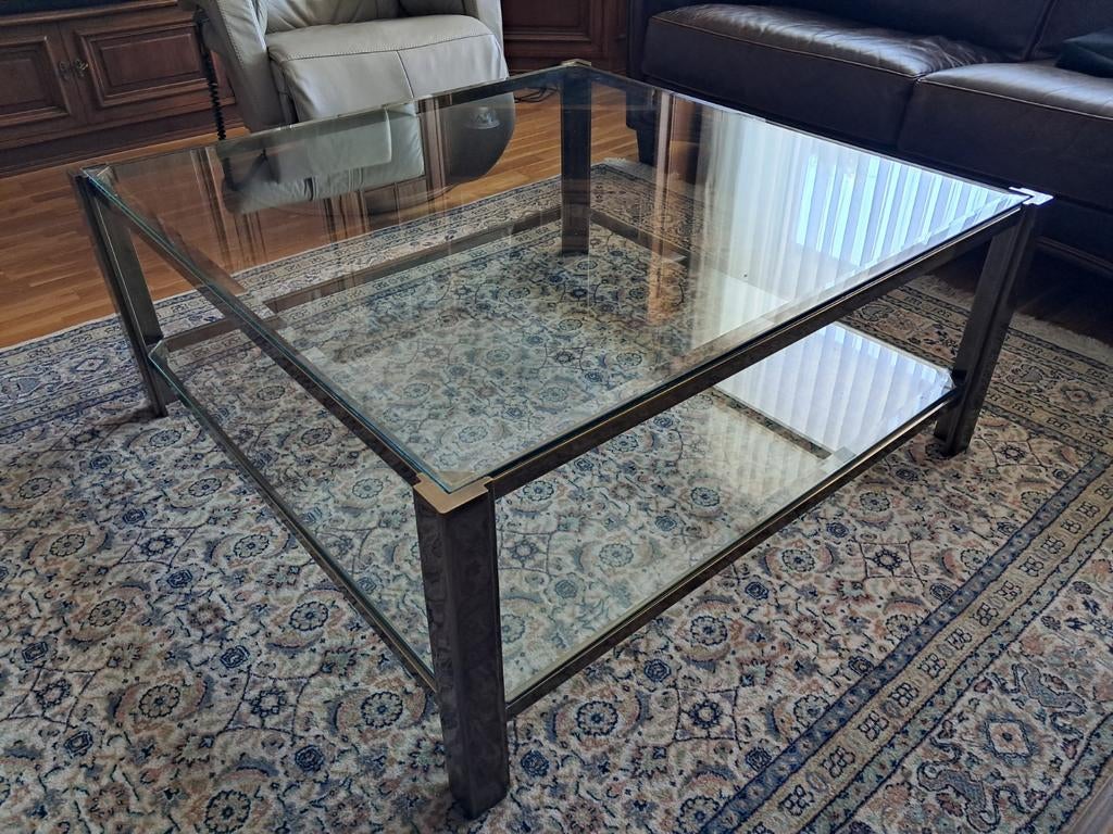 Glazen salontafel, Huis en Inrichting, Tafels | Salontafels, Ophalen, 50 tot 100 cm, 50 tot 100 cm, Minder dan 50 cm