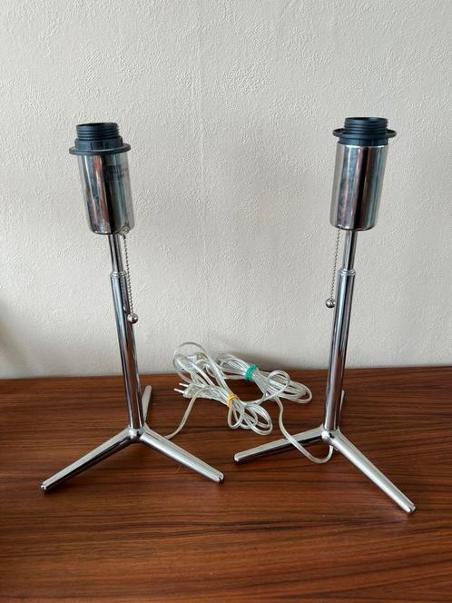 Set van 2 vintage retro taffelampen chroom italiaans design, Huis en Inrichting, Lampen | Tafellampen, Zo goed als nieuw, Minder dan 50 cm