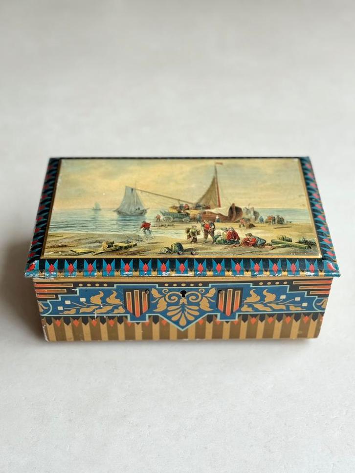 ️ Antiek Pette Wormerveer cacaopoederblik (ca. 1910–1924), Verzamelen, Blikken, Gebruikt, Overige, Ophalen of Verzenden