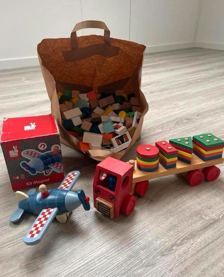 Houten speelgoed set - Janod, Nijntje, HEMA, Domino, Kinderen en Baby's, Speelgoed | Houten speelgoed, Gebruikt, Ophalen of Verzenden