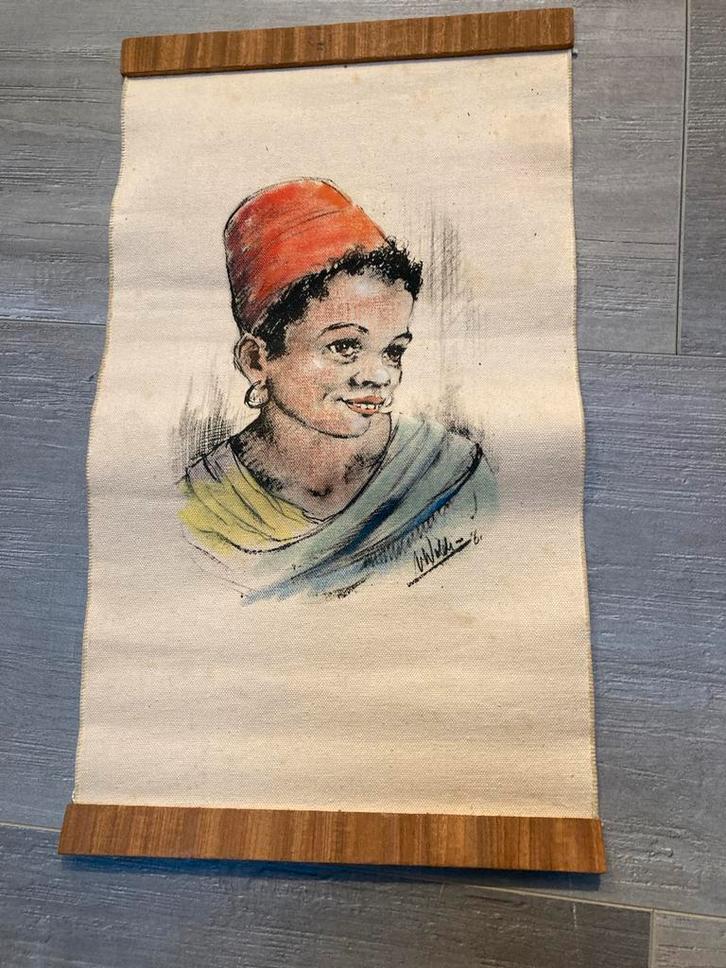 Vintage Schilderij: Portret van een Jongen, Antiek en Kunst, Kunst | Tekeningen en Foto's, Ophalen of Verzenden