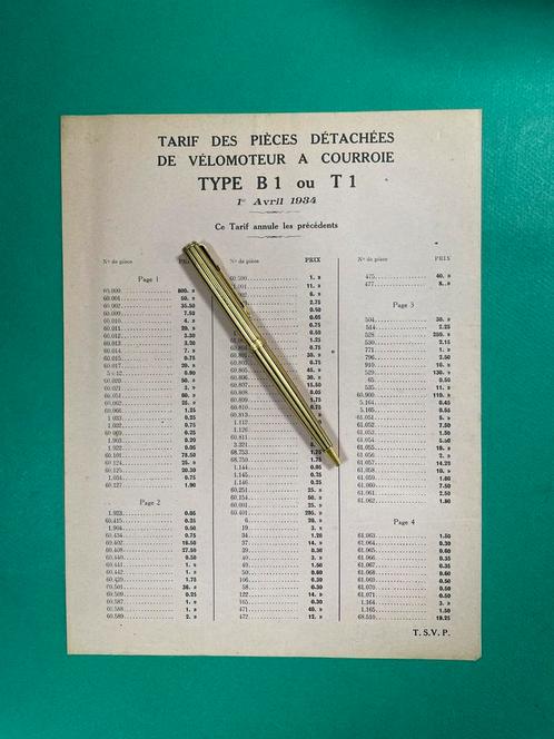 Motobécan Motorcycle Partlist 1934 FRA (Origineel), Verzamelen, Automerken, Motoren en Formule 1, Gebruikt, Motoren, Ophalen of Verzenden