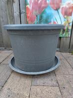 plantenbak rond 60 cm met schotel grijs, Ophalen, Kunststof, Gebruikt, Minder dan 60 cm