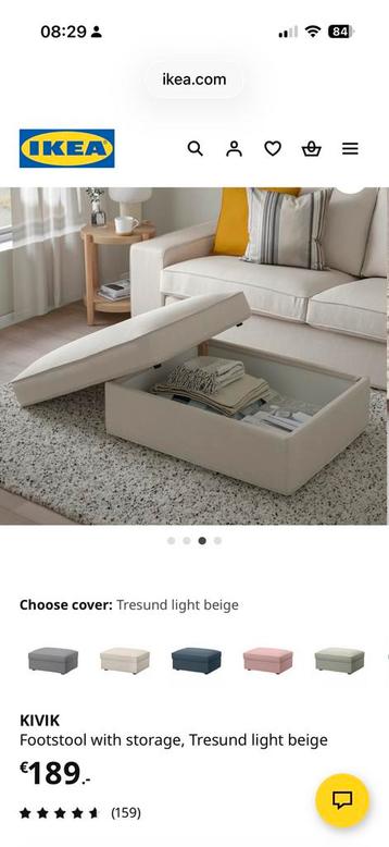 KIVIK hocker met opbergruimte – Footstool with storage Beige - afbeelding 8