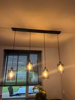 Hanglamp zwart met smoke glas 4-lichts., Ophalen, Zo goed als nieuw, Glas