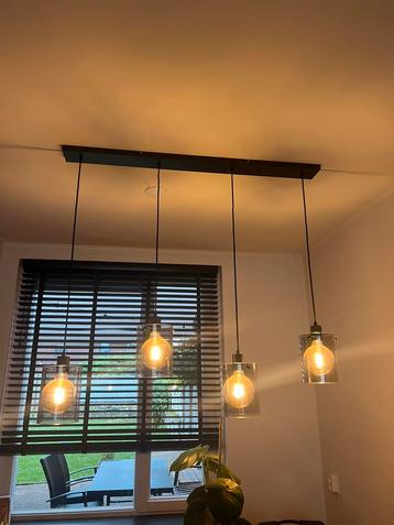 Hanglamp zwart met smoke glas 4-lichts. beschikbaar voor biedingen