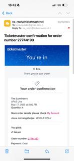 4 tickets for lumineers 17.5.2025. Staanplaatsen, Drie personen of meer