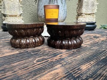 Lotus houtsnijwerk boeddha houder voet ornament of vaas beschikbaar voor biedingen