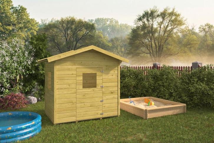 Speelhuisje Pippi | Grenen | 140 x 100 cm | Inclusief vloer, Kinderen en Baby's, Speelgoed | Buiten | Speelhuisjes, Nieuw, Hout