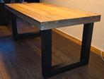 Steigerhouten tafel honingkleur met zwarte U-poot, Huis en Inrichting, Tafels | Eettafels, Ophalen, Grenenhout, 50 tot 100 cm