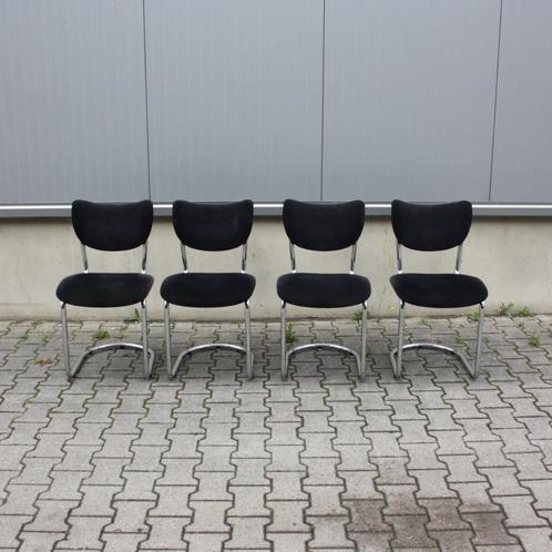 4 x De Wit 2011 stoel | zwarte ribstof | Dutch Originals, Huis en Inrichting, Stoelen, Gebruikt, Vier, Metaal, Stof, Ophalen