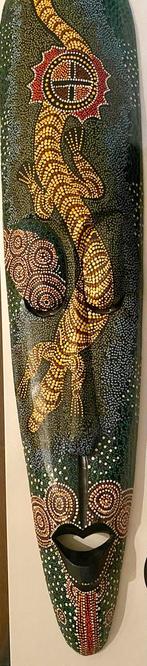 Handgemaakt houten masker Lombok  100 cm gekko & stipdesign, Ophalen