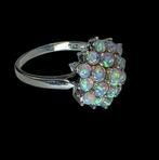 Zilveren Design Ring met kleurrijke Opaal steentjes, 18 tot 19, Opaal, Verzenden, .