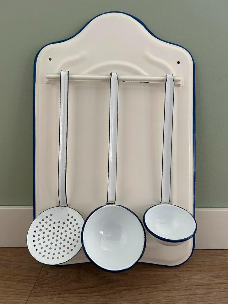 Creme / Wit Emaille Lepelrek, Antiek en Kunst, Antiek | Emaille, Ophalen of Verzenden