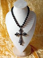 Donkere halsketting met kruisje, Ophalen of Verzenden, Nieuw, Overige kleuren, Overige materialen