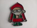 Antieke glas in lood kerstman, Ophalen of Verzenden, Gebruikt