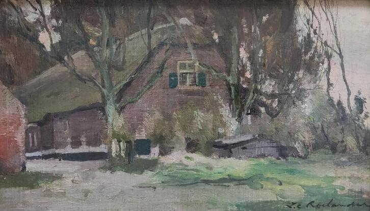 J.C. Roelandse (1888 - 1978) - Gezicht op boerenerf, Antiek en Kunst, Kunst | Schilderijen | Klassiek, Ophalen of Verzenden