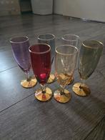 Vintage champagneglazen voet goud 6 stuks flute glas antiek, Antiek en Kunst, Antiek | Glas en Kristal, Ophalen of Verzenden