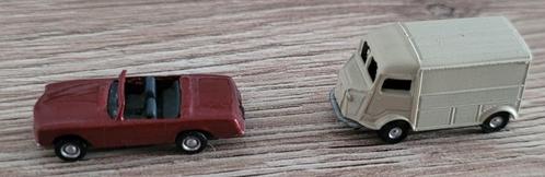 N-spoor, 2 gietijzeren auto's cabriolet en Citroen busje, Hobby en Vrije tijd, Modeltreinen | N-Spoor, Nieuw, Overige typen, Gelijkstroom of Wisselstroom
