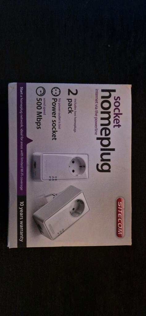 Sitecom Homeplug Socket - 2 stuks, Computers en Software, Netwerk switches, Gebruikt, Ophalen of Verzenden