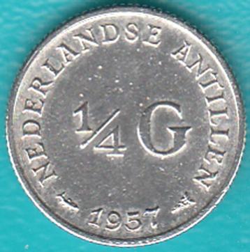 Nederlandse Antillen 1/4 gulden (25 c) 1957 Juliana zilver  beschikbaar voor biedingen