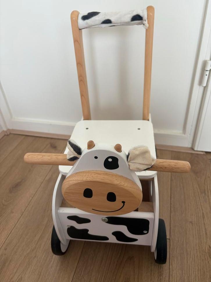 I'm Toy Loop- en Duwwagen Koe - Houten Speelgoed, Kinderen en Baby's, Speelgoed | Buiten | Voertuigen en Loopfietsen, Nieuw, Duwvoertuig