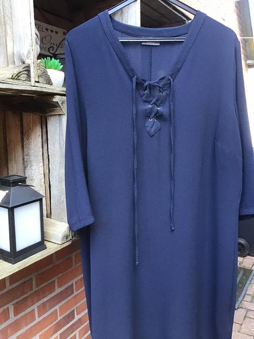 Donkerblauwe jurk mt. 48, Kleding | Dames, Jurken, Zo goed als nieuw, Maat 46/48 (XL) of groter, Blauw, Knielengte, Ophalen of Verzenden
